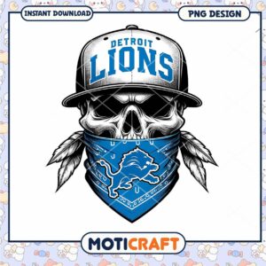 Detroit Lions Skull PNG Design
