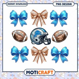 Detroit Lions PNG Bows, Helmet, Football