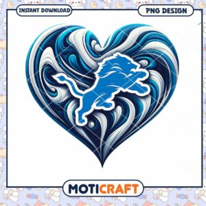 Detroit Lions Heart PNG Design