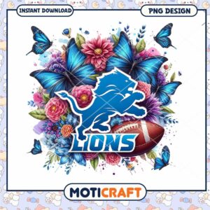 Detroit Lions Floral PNG Sublimation