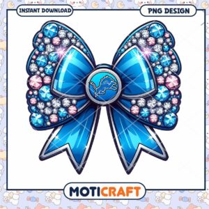 Detroit Lions Bling Bow PNG Design