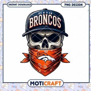 Denver Broncos Skull PNG Design