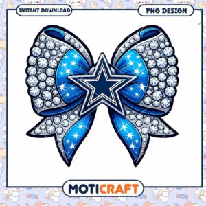Dallas Cowboys Rhinestone Bow PNG