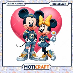 Cute Mickey and Minnie Mouse PNG Sports Love Design Downloadable