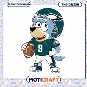Cute Cartoon Dog in Football Uniform PNG Instant Download Design