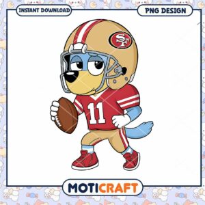Cute Cartoon Dog in Football Gear PNG Instant Download Design