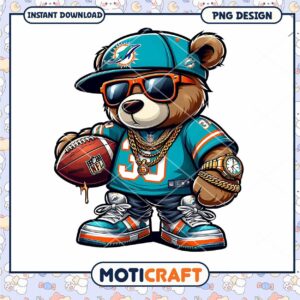 Cool Miami Dolphins Teddy Bear PNG