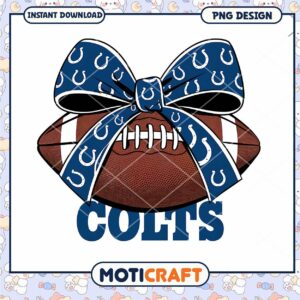 Colts Football Design with Bow PNG Instant Download Graphic