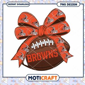 Cleveland Browns Football PNG Design with Bow for Download
