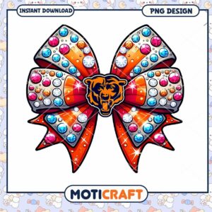 Chicago Bears Rhinestone Bow PNG