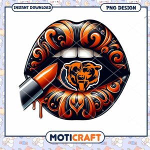 Chicago Bears Lips PNG Design
