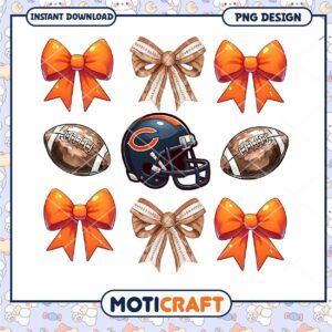 Chicago Bears PNG Football Bows Design
