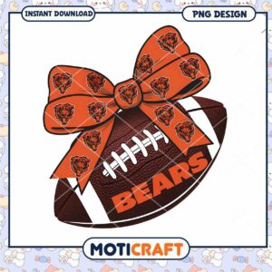 Chicago Bears Football Bow PNG Design