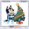 Cheerful Dog Character Decorating Christmas Tree PNG Design