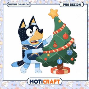 Cheerful Dog Character Decorating Christmas Tree PNG Design
