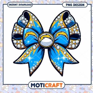 Chargers Rhinestone Bow PNG Design
