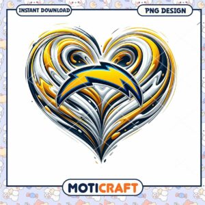 Chargers Heart PNG Design Instant Download