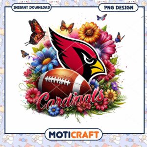 Cardinals Football Floral PNG Design