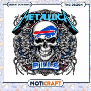 Buffalo Bills Metallica Skull PNG Design