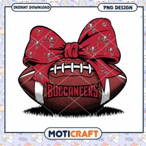 Buccaneers Football with Bow PNG Design Instant Download Gift