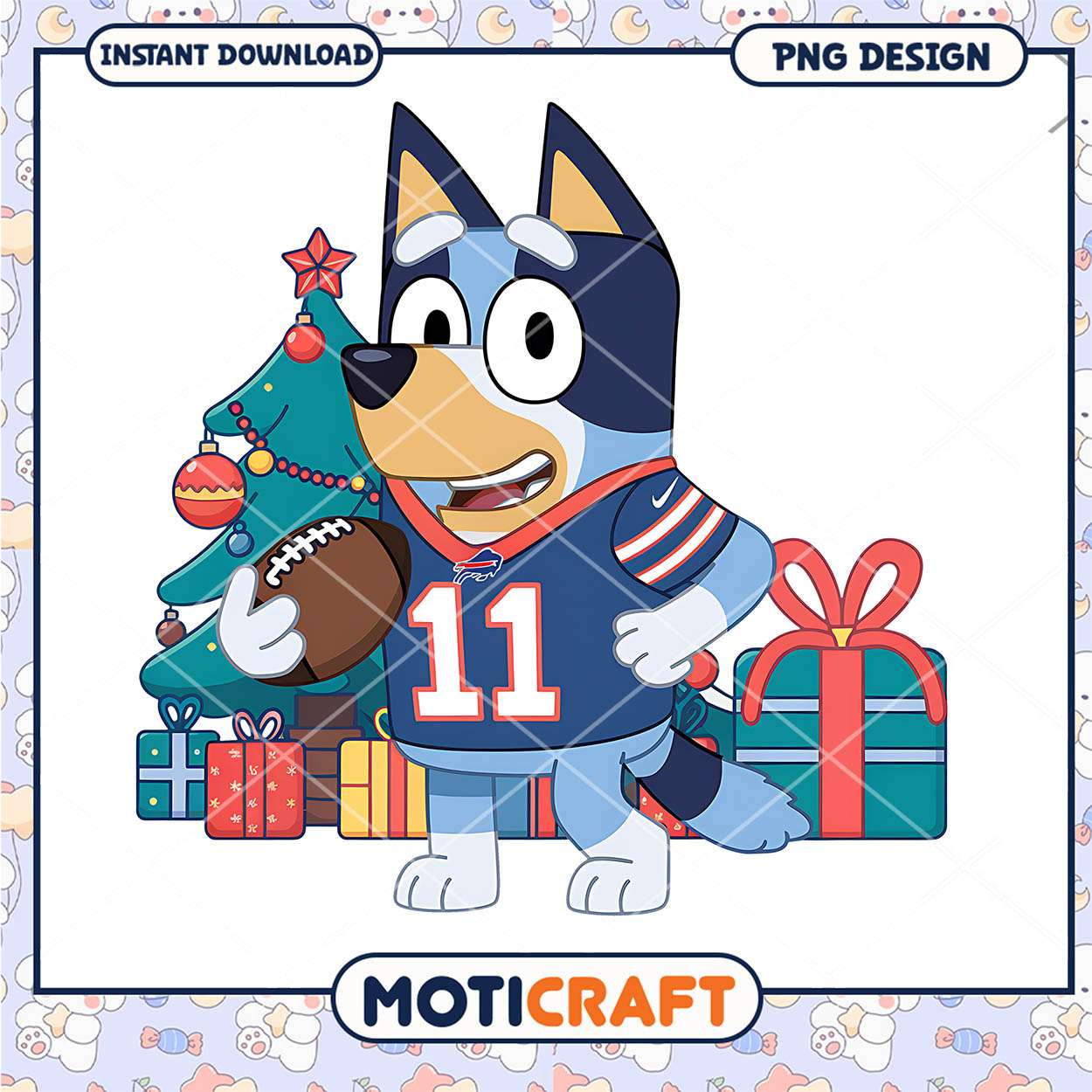 Bluey Xmas Football PNG Design Bluey Xmas Football PNG Design