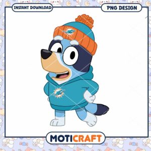 Bluey Miami Dolphins PNG Design