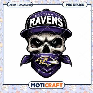 Baltimore Ravens Skull PNG Design