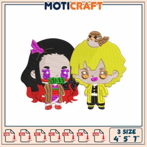 Demon Slayer Nezuko & Tanjiro Embroidery Design