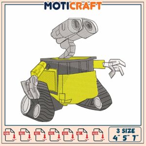 Cute Wall-E Robot Embroidery Design for Craft Projects 4x5 7 Inch