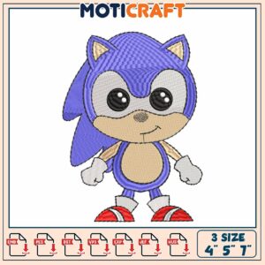 Cute Sonic Character Embroidery Design for All Formats and Sizes Cute Sonic Character Embroidery Design for All Formats and Sizes