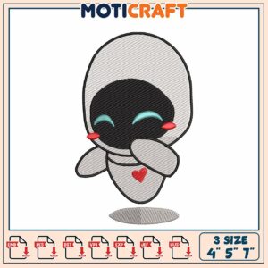 Cute Robot Embroidery Design 4x5x7 Inch