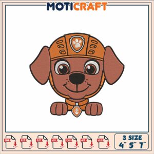 Cute Puppy Embroidery Design for Kids in Three Sizes Available