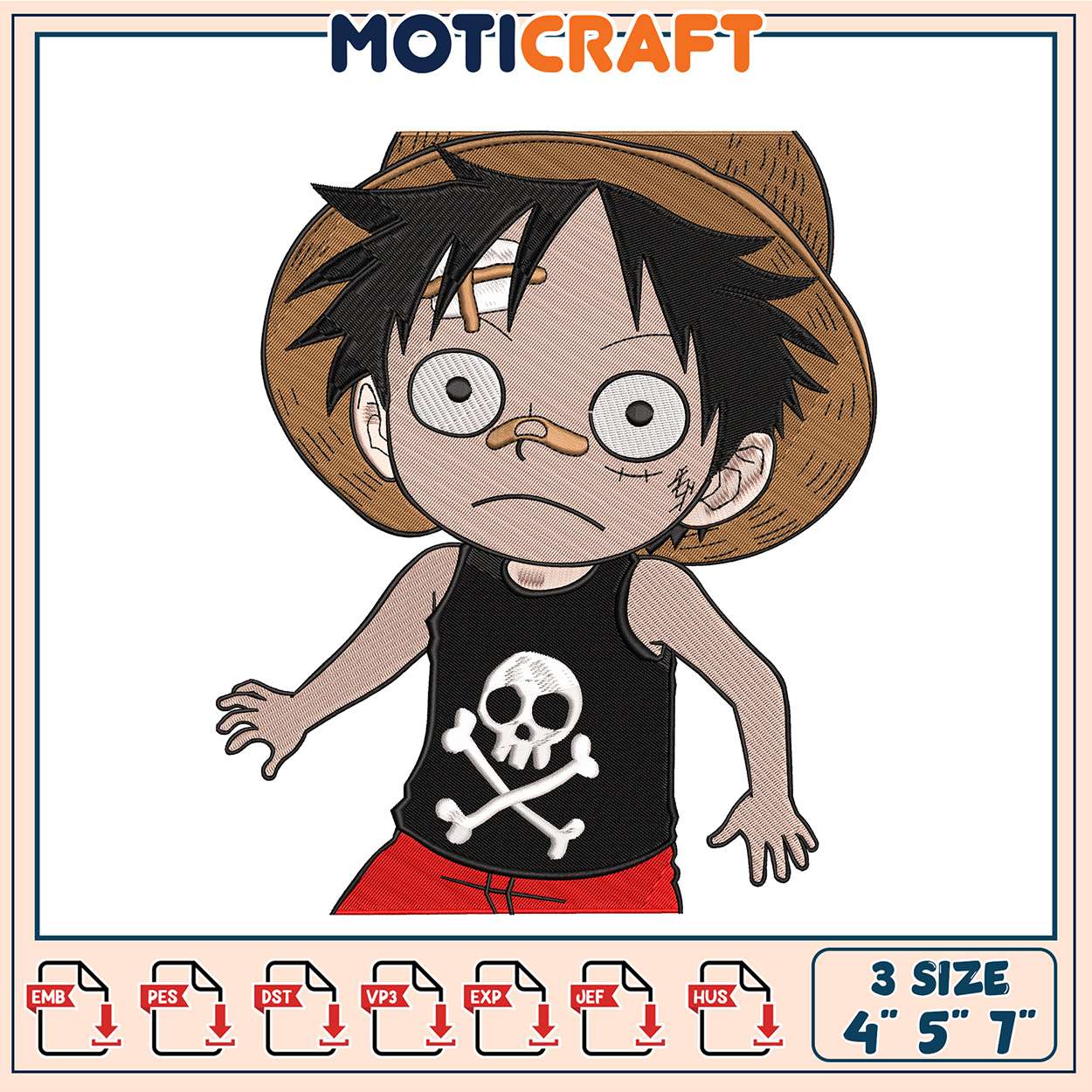 Cute Pirate Character Embroidery Design for Creative Projects Cute Pirate Character Embroidery Design for Creative Projects