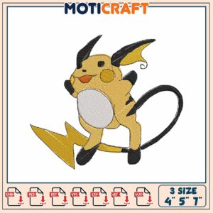 Cute Pikachu Embroidery Design for Easy DIY Projects 4x5 7 Inches