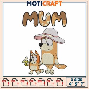 Cute Mum and Baby Dog Embroidery Design for Personalized Crafts