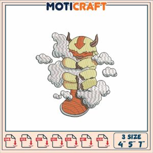 Cute Monster Embroidery Design for Creative Projects in Three Sizes