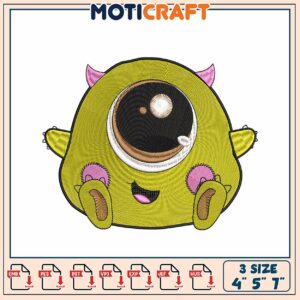 Cute Monster Embroidery Design 4x5x7 Inch