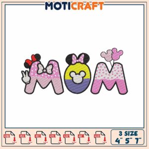 Cute MOM Embroidery Design for Creative Craft Projects 4x5x7
