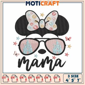 Cute Mama Mouse Sunglasses Embroidery Design for All Occasions
