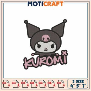 Cute Kuromi Embroidery Design Available in Three Sizes for Crafts