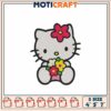 Cute Hello Kitty Embroidery Design with Floral Motif in Three Sizes 2 Cute Hello Kitty Embroidery Design with Floral Motif in Three Sizes