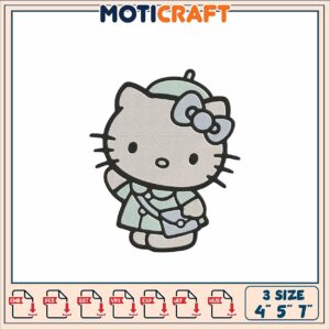 Cute Hello Kitty Embroidery Design in Multiple Sizes for Crafting