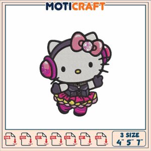 Cute Hello Kitty Embroidery Design in Three Sizes for Crafts