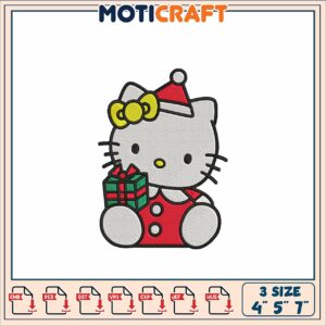 Cute Hello Kitty Christmas Embroidery Design for Easy Sewing