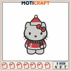 Cute Hello Kitty Christmas Embroidery Design in Three Sizes