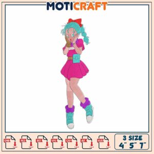 Cute Girl Character Embroidery Design in Three Sizes for Crafting