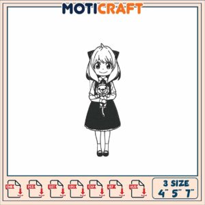 Cute Girl Embroidery Design 4x5x7 Inch