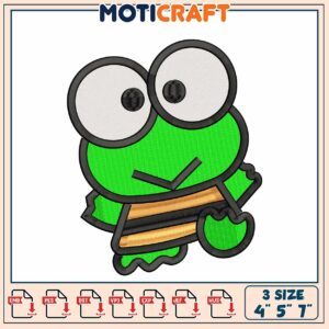 Cute Frog Embroidery Design 3 Sizes