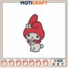 Cute Embroidery Design of a Character in Red Hat and Flowers
