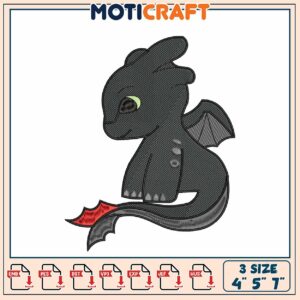 Cute Dragon Embroidery Design in Three Sizes for Craft Projects